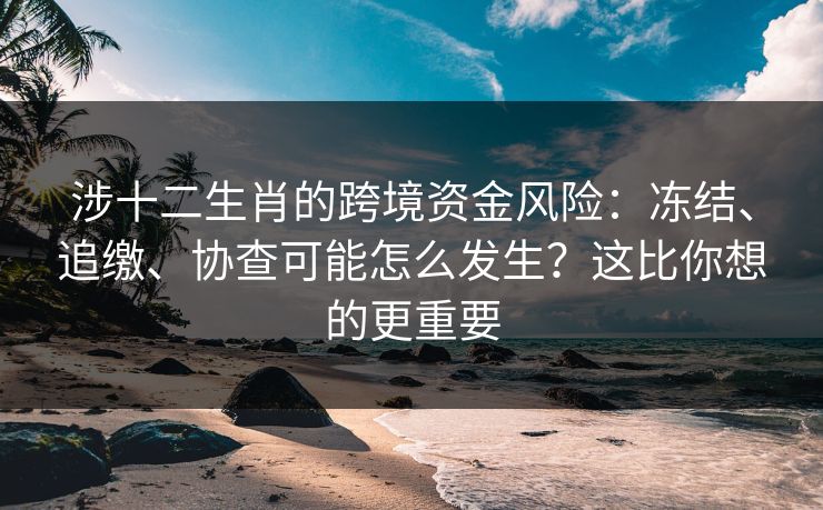 涉十二生肖的跨境资金风险：冻结、追缴、协查可能怎么发生？这比你想的更重要